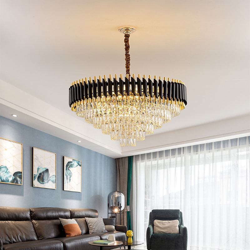 Interior Modern Luxury Design Gold Round High Quality Large Modern Chandeliers For High Ceiling Foyer Chandelier