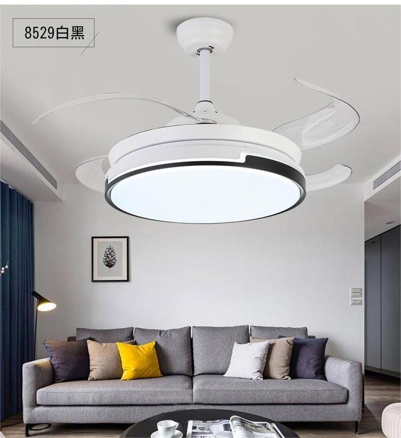 Luxury Chandelier Pendant lamp Remote Control Indoor Led Retractable Fan Blades Ceiling Lights With Led