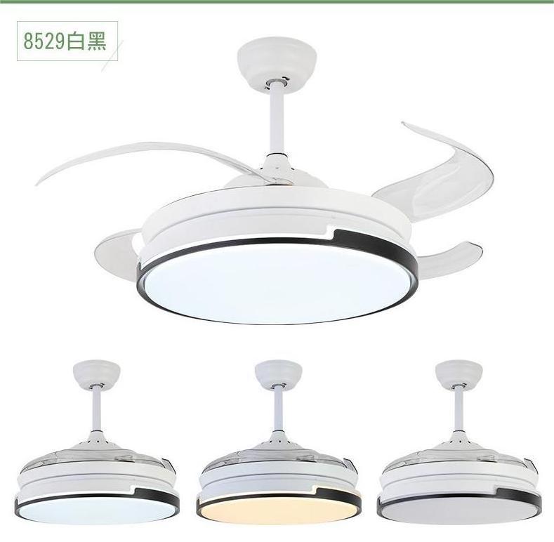 Luxury Chandelier Pendant lamp Remote Control Indoor Led Retractable Fan Blades Ceiling Lights With Led