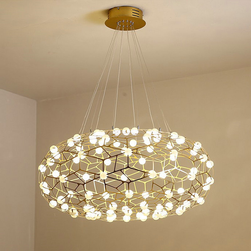 Iwork lighting new luxury modern art deco star beads fireworks dining party foyer cluster chandelier pendant light