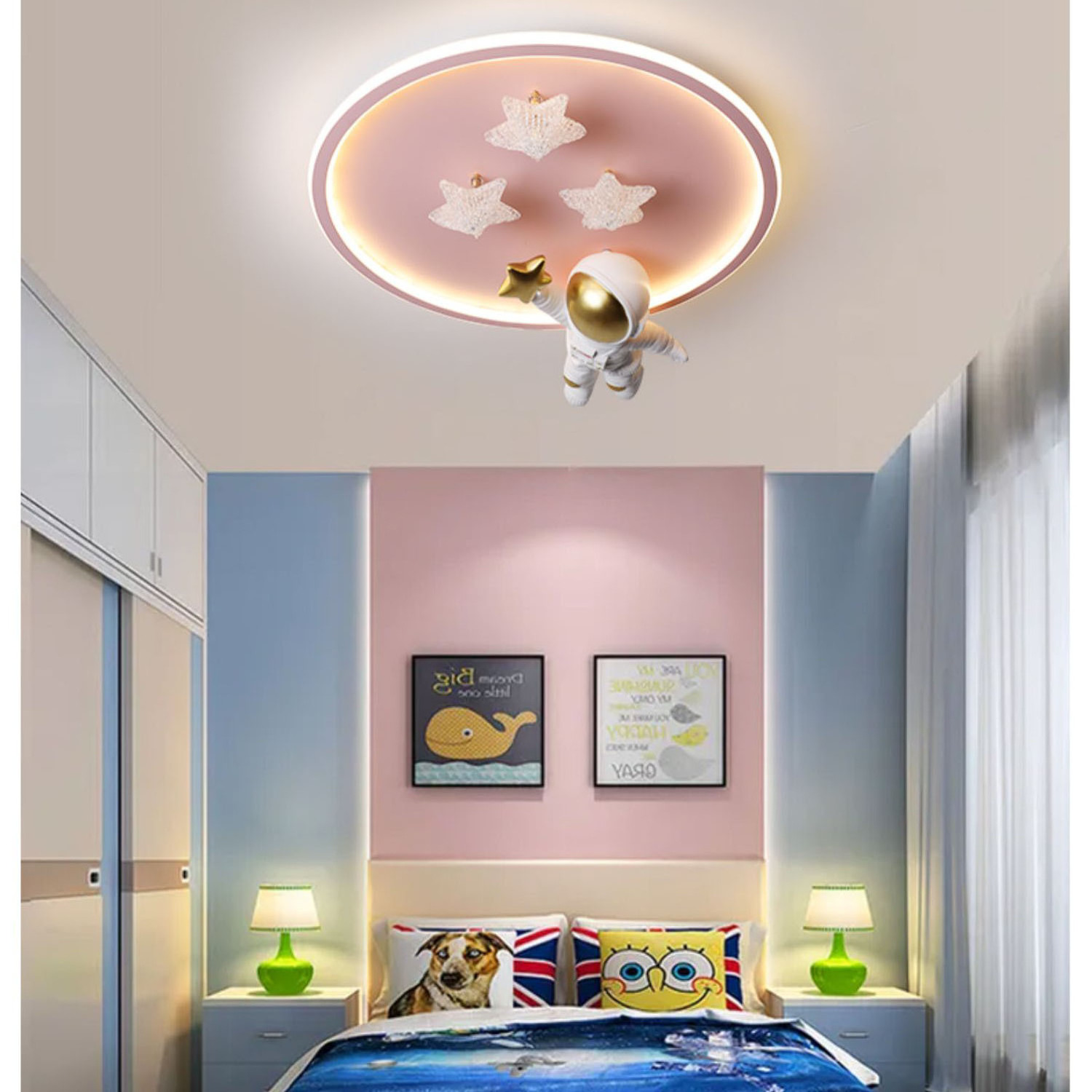 New Cartoon Style Space Astronaut Modern Ceiling Lamp Room Bedroom Nursery Led Lights For Children