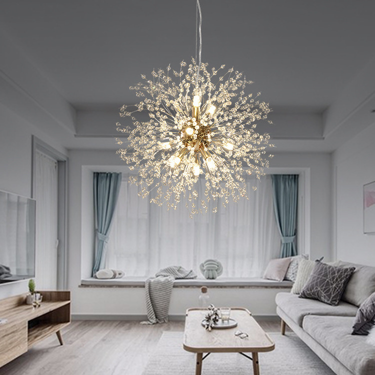 Modern round children's room use dandelion chandelier family  sputnik  crystal chandelier