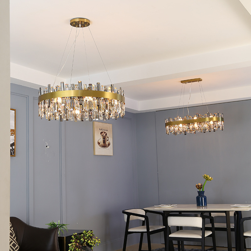 Modern Solid Brass LED Crystal Pendant Lamp Ceiling Lights Decorative Chandelier