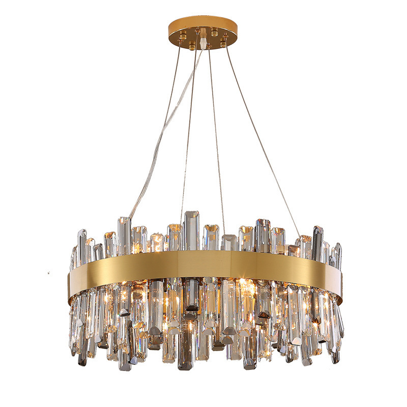 Modern Solid Brass LED Crystal Pendant Lamp Ceiling Lights Decorative Chandelier