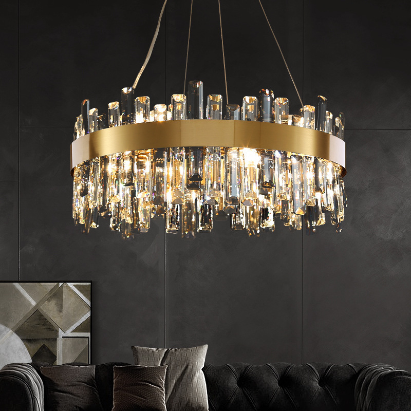 Modern Solid Brass LED Crystal Pendant Lamp Ceiling Lights Decorative Chandelier