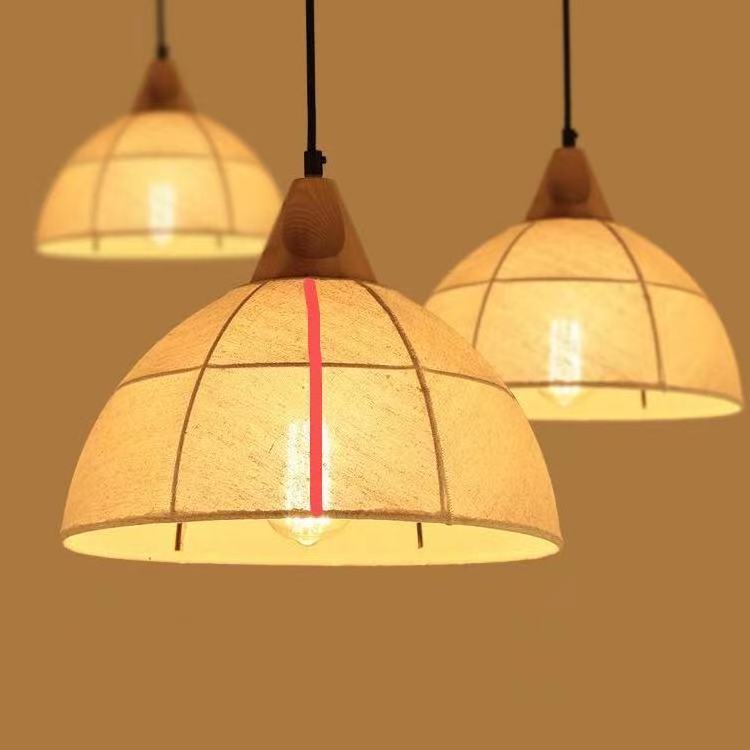 Farmhouse Raffia Grass Bamboo LampShade Ceiling Bamboo Lights Rustic Rattan Pendant Lamps