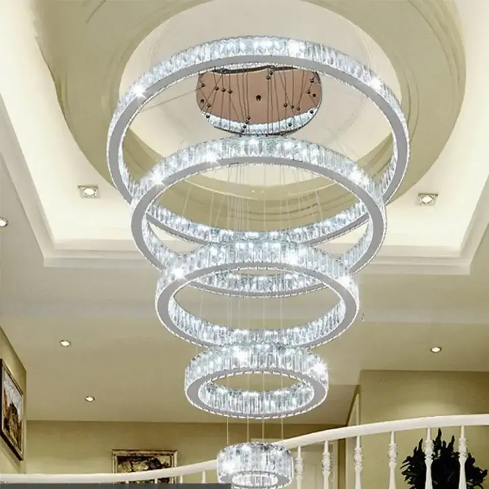 luxurious ceiling light crystal lamp for foyer dining room foyer chandeliers entryway high ceiling modern stair chandelier