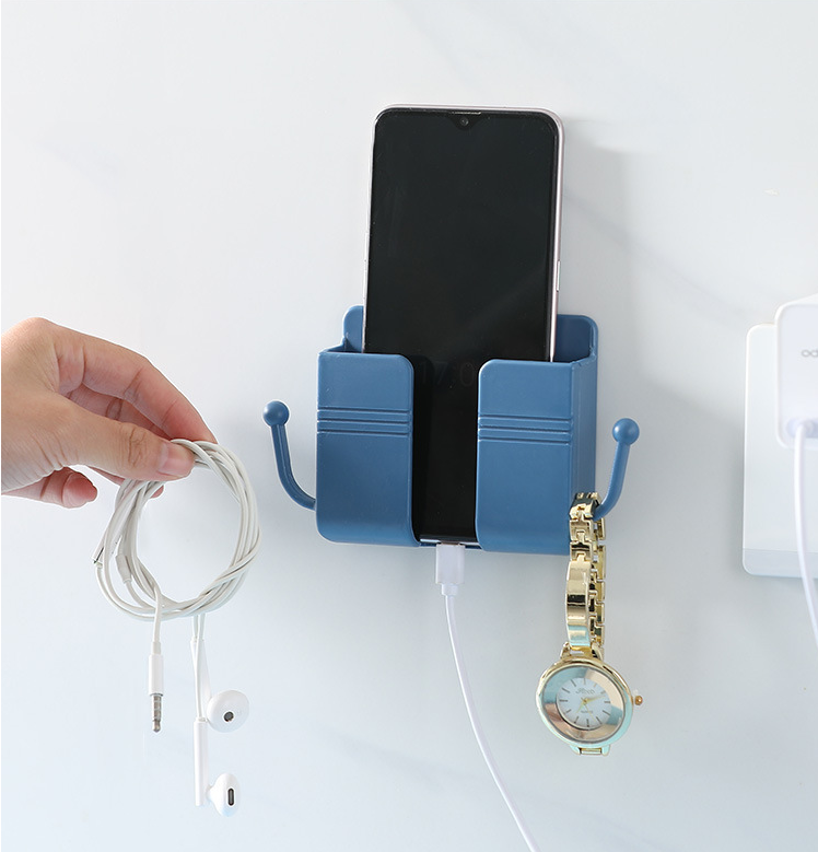 Wall Mount Phone Holder, Phone Stand with Data Cable Receiving Hole.Multi Purpose Phone Charging Dock with Adhesive