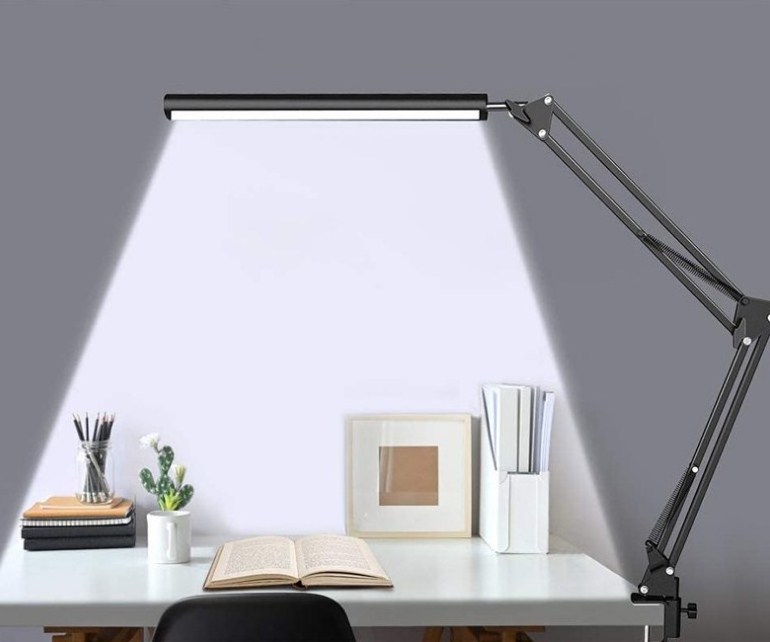 Swing Arm LED Desk Lamp Adjustable Eye-Caring Desk Light with Clamp 3 Color Modes,10 Brightness Levels Desk Lamp for Home,Office