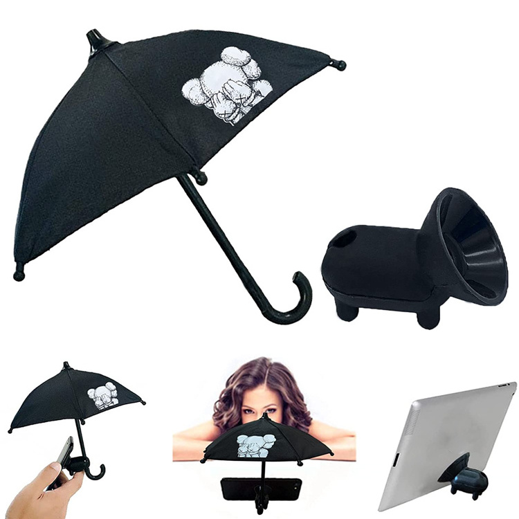 Creative upgrade desktop animal pig cell phone holder with umbrella for outside sun shade