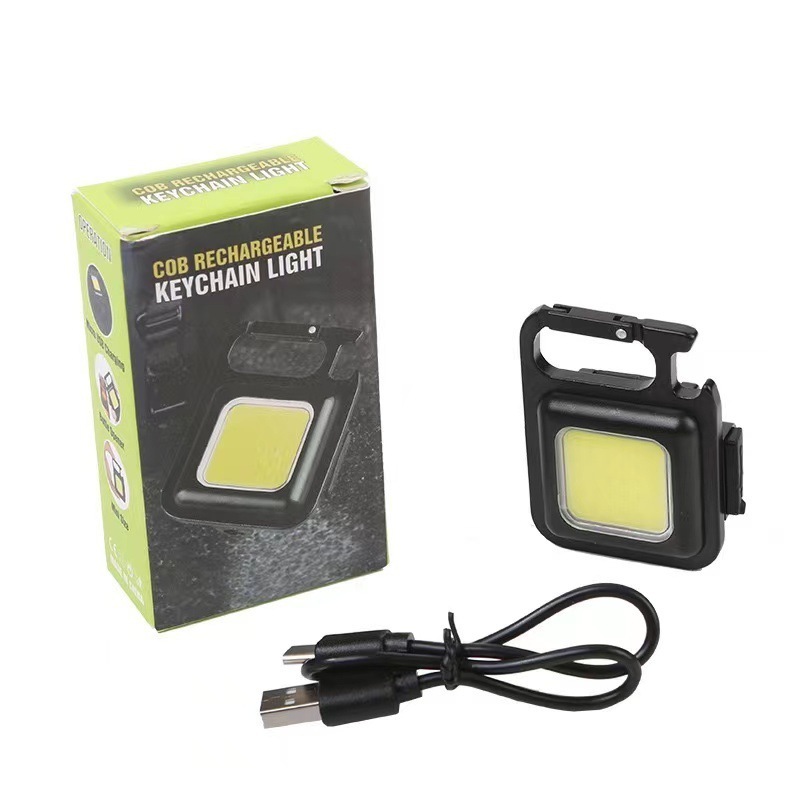 Rechargeable Small Keychain Emergency Light Super Bright Light Mini Cob Flashlight with Tripod