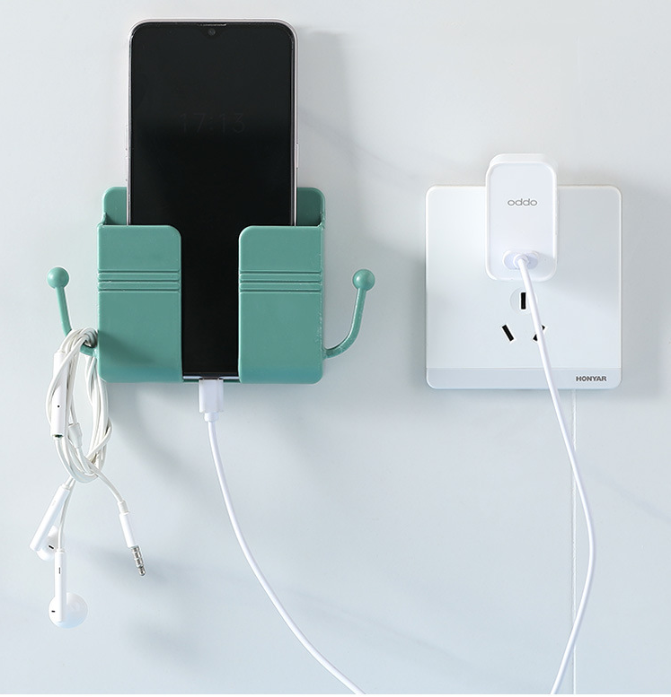 Wall Mount Phone Holder, Phone Stand with Data Cable Receiving Hole.Multi Purpose Phone Charging Dock with Adhesive