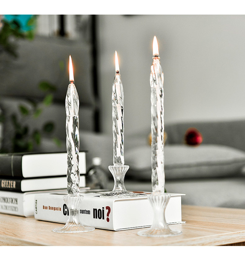 Nordic Ins Style Heat Resistant Oil Lamps Transparent Candlestick Transparent Glass Candle Holder