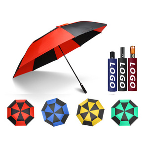 Full Automatic Open Promotional Branded Business Windproof 3 Folding Polyester Pongee Umbrella With Custom Logo