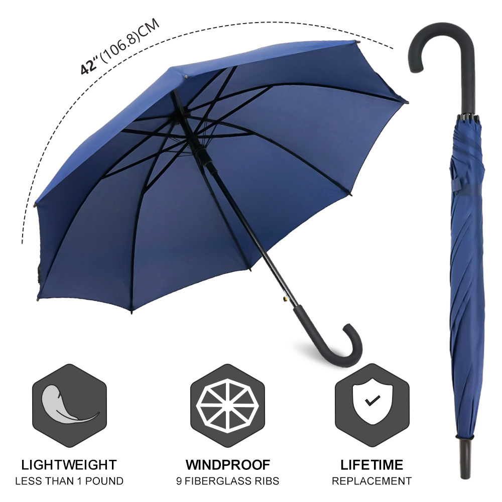 Automatic OEM wholesale Straight Long Umbrella Clear Custom Logo Golf Umbrella for Windproof