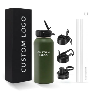 New Design Wholesale Water Bottle Stainless Steel Flask Sports Water Bottle with Handle Lid 12oz 32oz 40oz 64oz