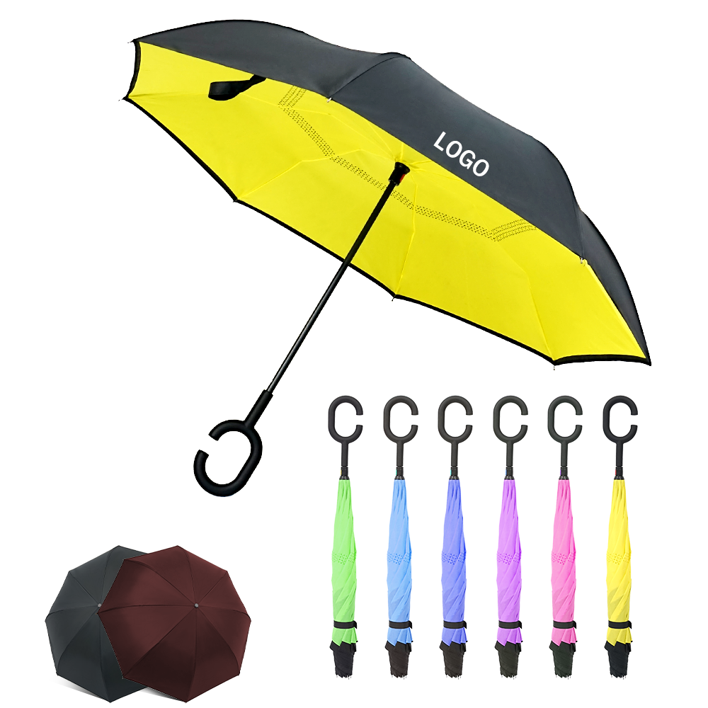 Free Inside Out C Handle Smart Double Layer Windproof Reverse Inverted Umbrella For The Rain