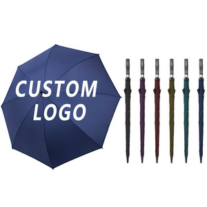 Custom Wholesale Gift Strong Black Rain Windproof Men Long Stick Golf Umbrella with logo printing umbrellas