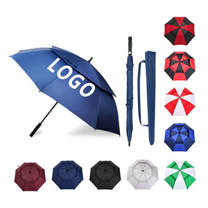 Wholesale Automatic Open 47/62/68 Inch Extra Large Umbrella Oversize Double Waterproof Windproof Stick Branded Golf Umbrella