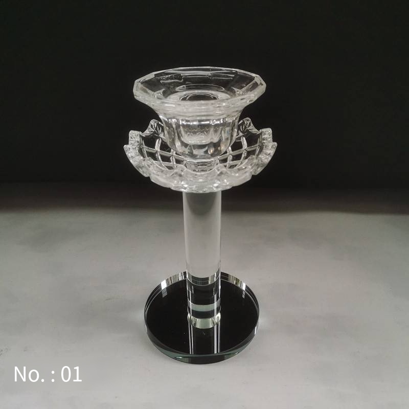 Wholesale Wedding Event Decor Crystal Glass Candlesticks Transparent High Footed Glass Candle Holder