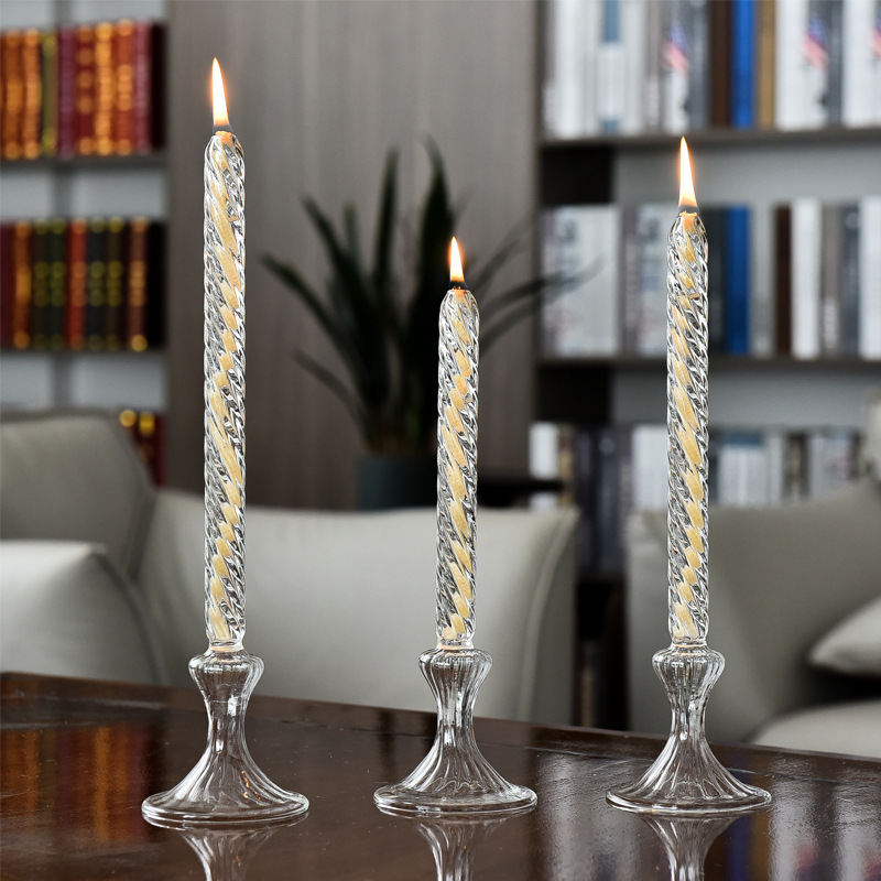 Nordic Ins Style Heat Resistant Oil Lamps Transparent Candlestick Transparent Glass Candle Holder