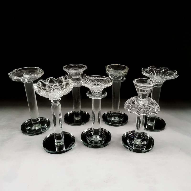 Wholesale Wedding Event Decor Crystal Glass Candlesticks Transparent High Footed Glass Candle Holder