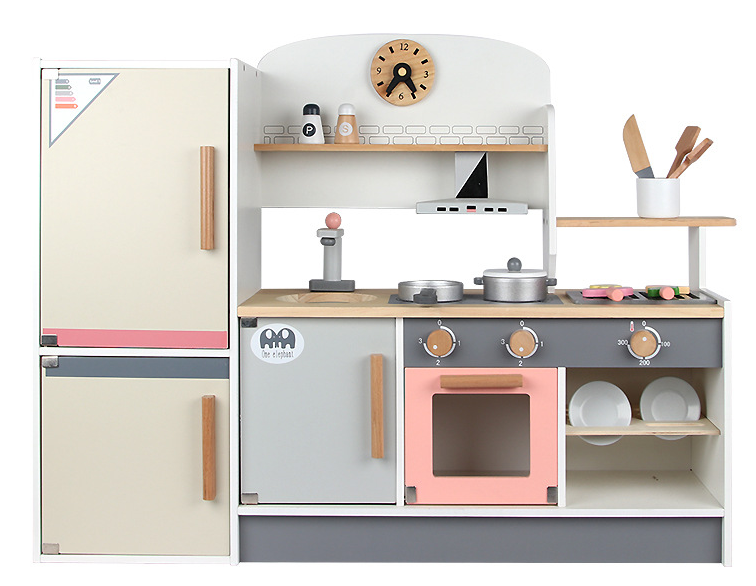 Wooden Children House Set Cooking Experience Boys Girls Refrigerator Kitchen Toys For Kids