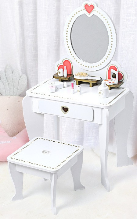 Pretend Play House Toy Pretend Play Make Up Game Simulation Wooden Dressing Table Toy