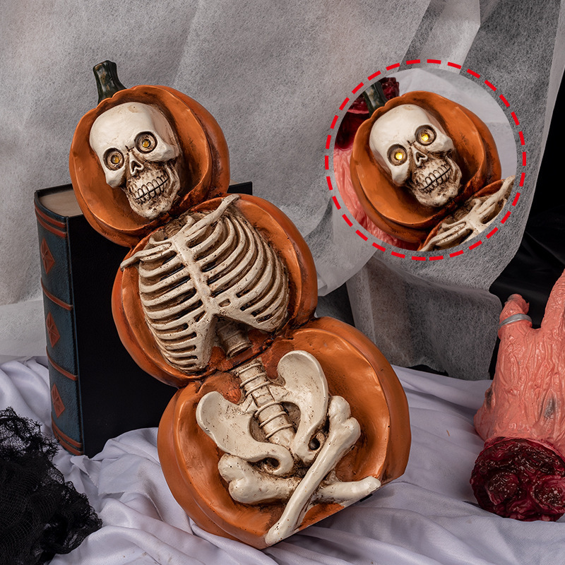 Halloween Pumpkin Skulls Ceramic Candle light Table Decor Secret Room Decorated with Prank Toys