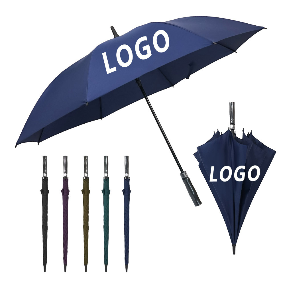 Wholesale Custom Promotional Branded Logo Printing Automatic Umbrella Long Stick Commerical Windproof Umbrellas