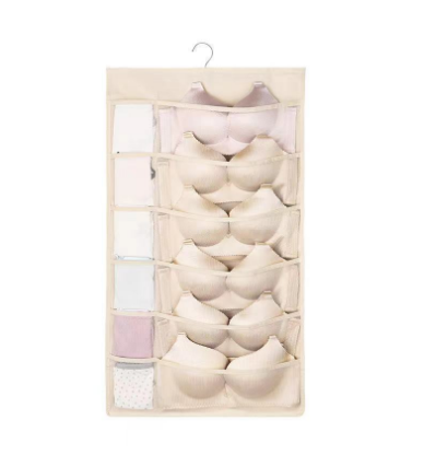 Hot Sell Hanging Wardrobe Organizer Washable Dual Sided Bra Socks Underwear Organizer