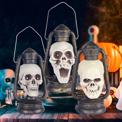 Halloween Skeleton Lights Lantern Bars Decor Props Glowing Lights Kerosene Lamps House Horror LED Light Ghost