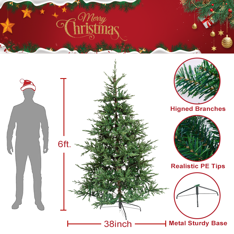 Premium Hinged Aspen Fir Green Plastic Mixed PE PVC Decorative Holiday Christmas Tree For Tree Suppliers