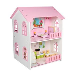 DIY Kids Dream house Wood Dollhouse Girl Toys Houses with Furniture