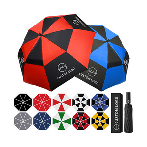 Wholesale Parasol Rain Uv Automatic Custom Logo Prints Golf Umbrellas Folding Umbrella With Flashlight