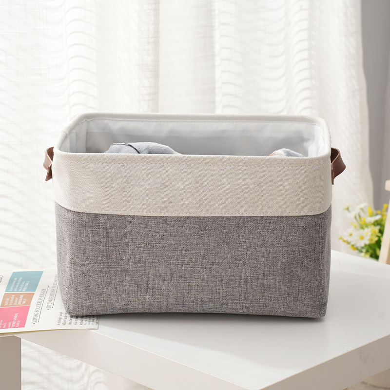 Multi-Size Printed Fabric Folding Desk Organizer 2 Layers Collapsible Storage Box with Handle Foldable Drawer Organizer