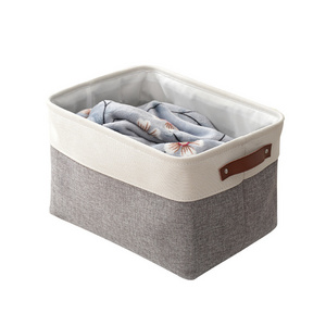 Multi-Size Printed Fabric Folding Desk Organizer 2 Layers Collapsible Storage Box with Handle Foldable Drawer Organizer