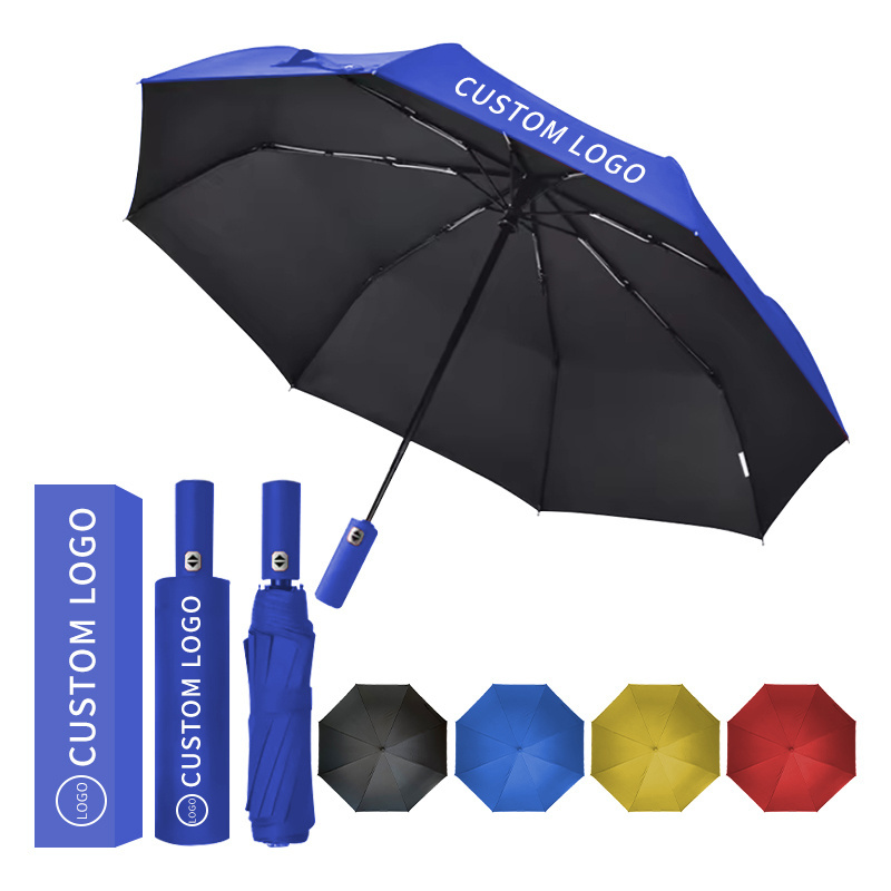 Wholesale Parasol Rain Uv Automatic Custom Logo Prints Golf Umbrellas Folding Umbrella With Flashlight