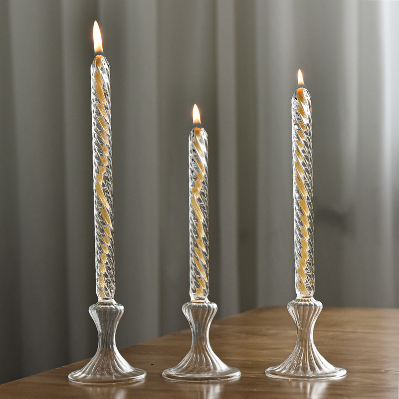 Nordic Ins Style Heat Resistant Oil Lamps Transparent Candlestick Transparent Glass Candle Holder