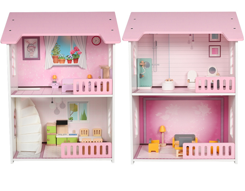 DIY Kids Dream house Wood Dollhouse Girl Toys Houses with Furniture