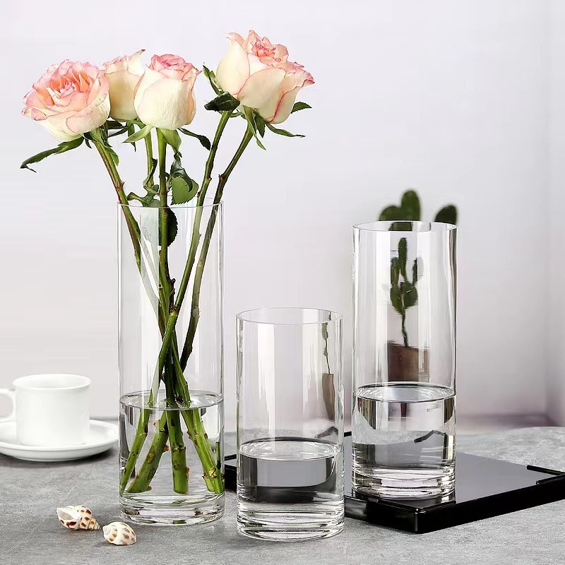 Low Price Customized Wholesale Cheap Home Decoration Houseware Flower Crystal Vases Clear Elegant Transparent Glass Vases