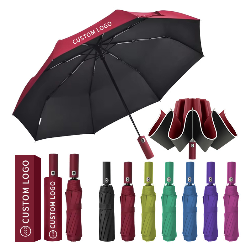 Wholesale Parasol Rain Uv Automatic Custom Logo Prints Golf Umbrellas Folding Umbrella With Flashlight