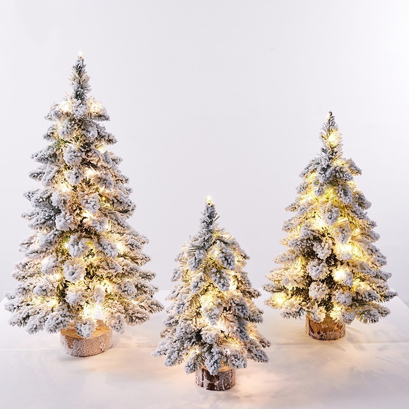 PVC Artificial Mini Prelit Flocked Decorative Tabletop Christmas Tree For Holiday Display