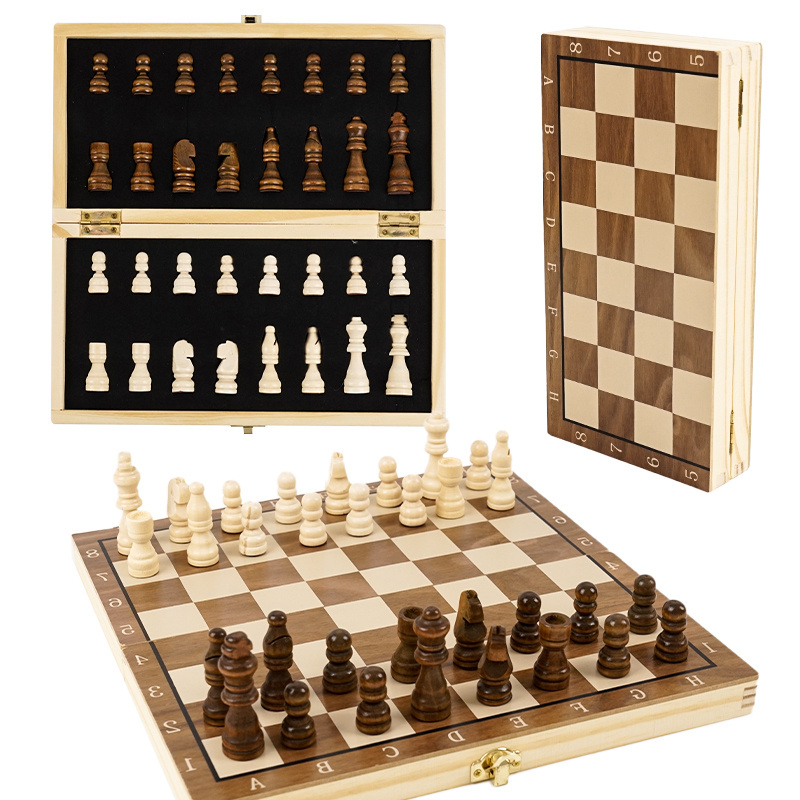 Classic Modern Magnetic Wooden Metal Chess Pieces Games Foldable Board Set Traditional Games Toy For  Adult With Queens