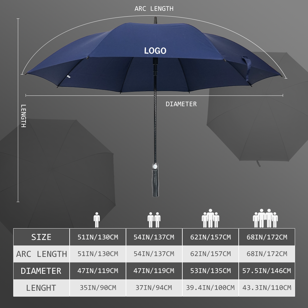 Wholesale Custom Promotional Branded Logo Printing Automatic Umbrella Long Stick Commerical Windproof Umbrellas