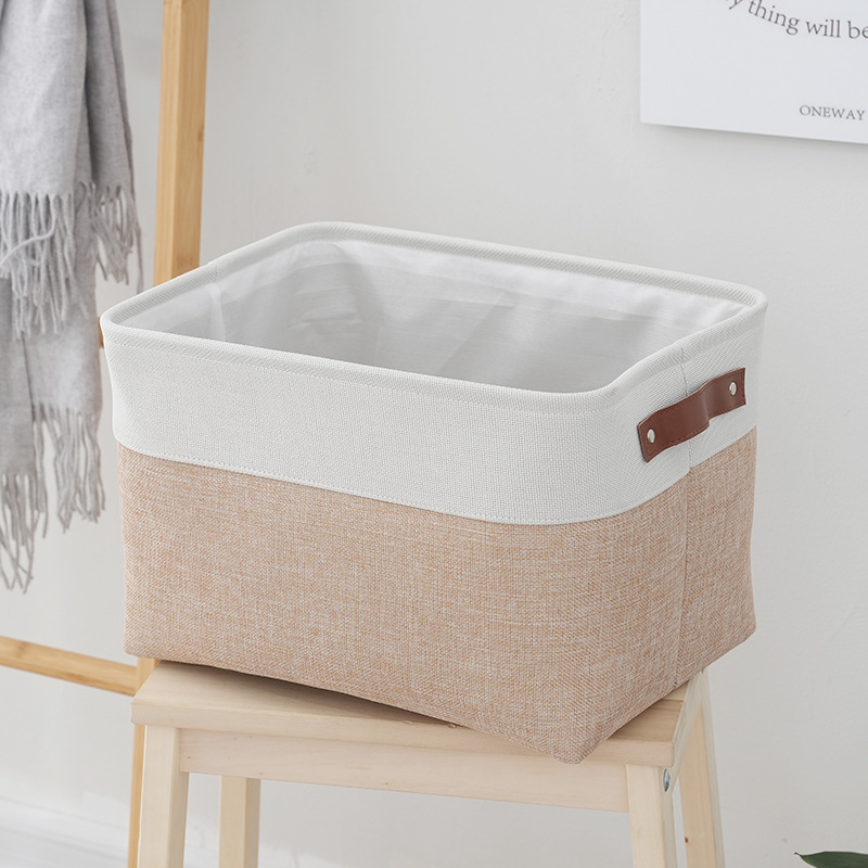 Bathroom Collapsible Narrow Storage Bins for Closet Shelf Leather Handles Toilet Paper Baskets for Storage