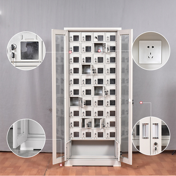 Iyanen metal storage cabinet for cell phone locker 40 doors steel mobile phone Ipad double safety storage locker cabinet