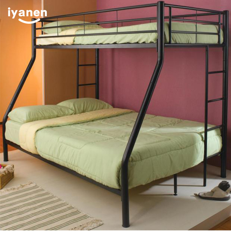 IYANEN space saving wholesale modern design black double decker heavy duty college dormitory apartment steel metal bunk bed