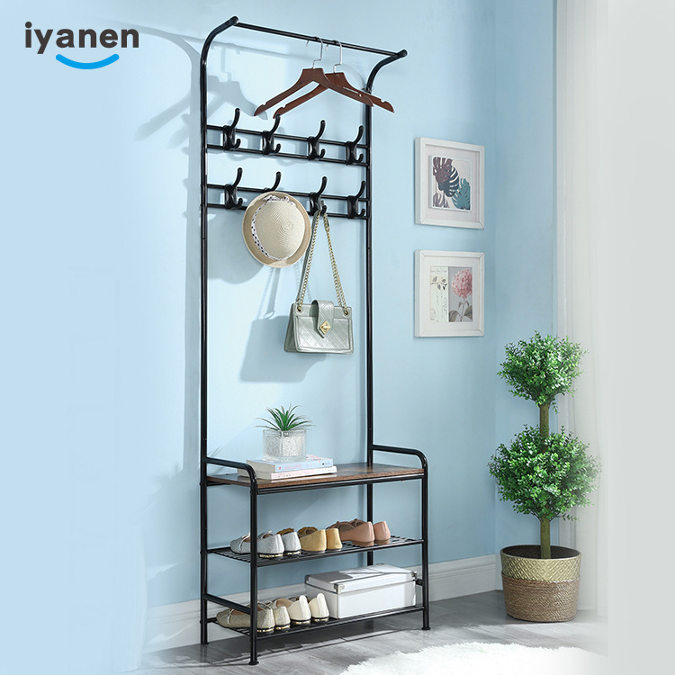 Hot-selling Floor Hanger Shoe Coat Hat Garment Drawer Clothing Rolling Hanging Stand Clothes Metal Coat Storage Rack