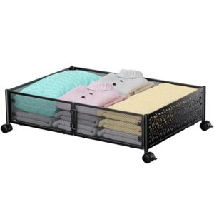 Under the Bed Storage Containers with Wheels Shoe Storage Organizer Drawer Tool-free Assembly Metal Underbed Storage